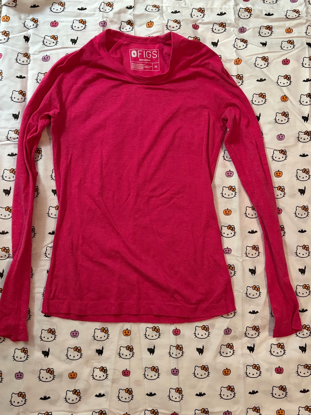 FIGS Women's Long Sleeve salta under scrub Crew Neck Top - Hot Pink